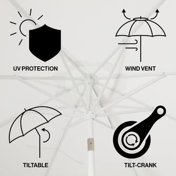 Tracy 9 ft. Classic MidCentury Scalloped Fringe Market Patio Umbrella